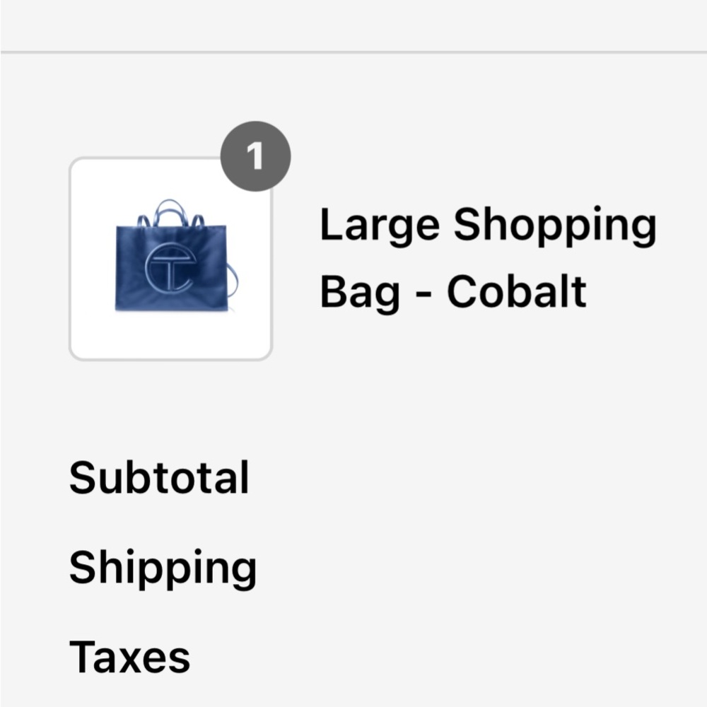 Telfar Cobalt large shopping bag.  Still wrapped in plastic in un-opened box.